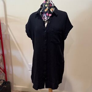 Black Button-Up Midi Dress